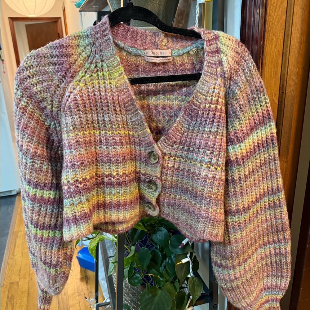 Urban Outfitters Colorful Cropped Knit Cardigan